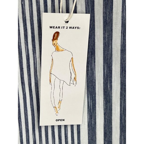 Max Studio Wear It 2 Ways Sleeveless Tunic Size 1X NWT Striped Navy and White - Picture 6 of 11